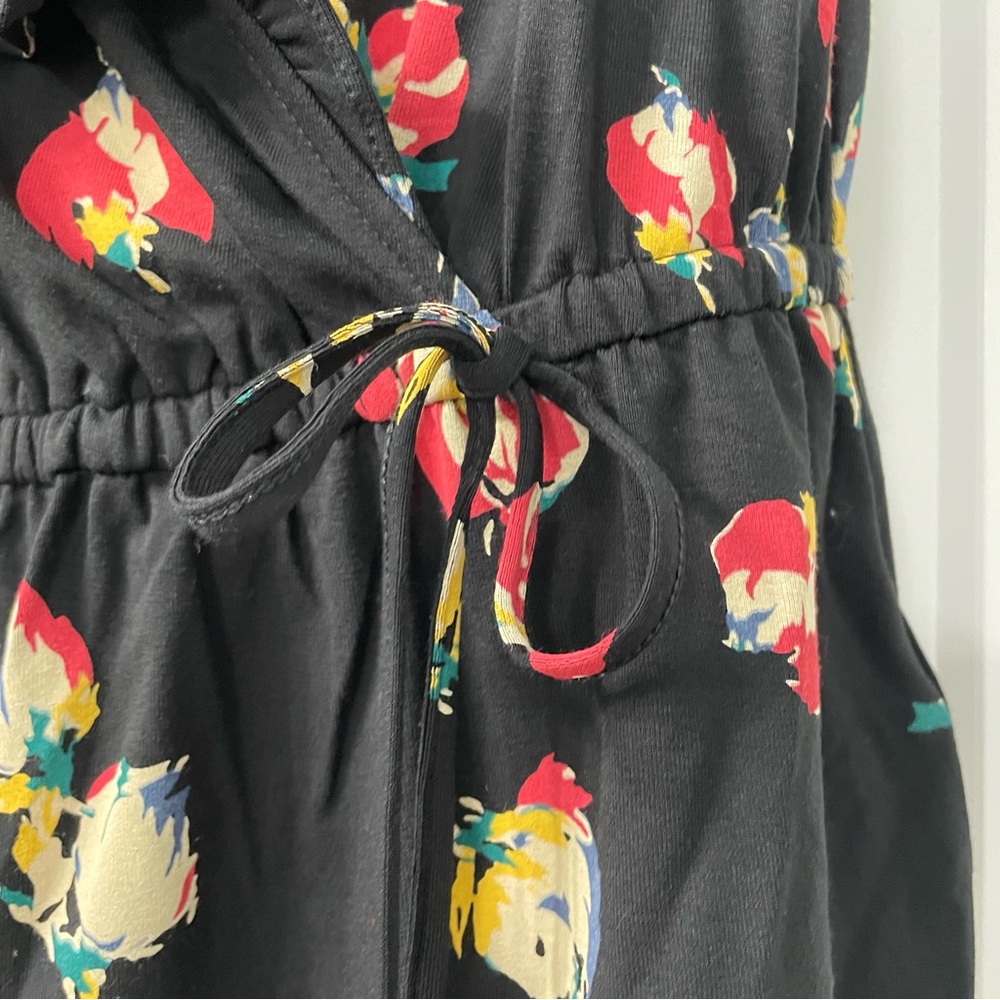 Lauren Ralph Lauren NWT top blouse shirt tunic black floral flowers boho ruffles - Picture 2 of 6